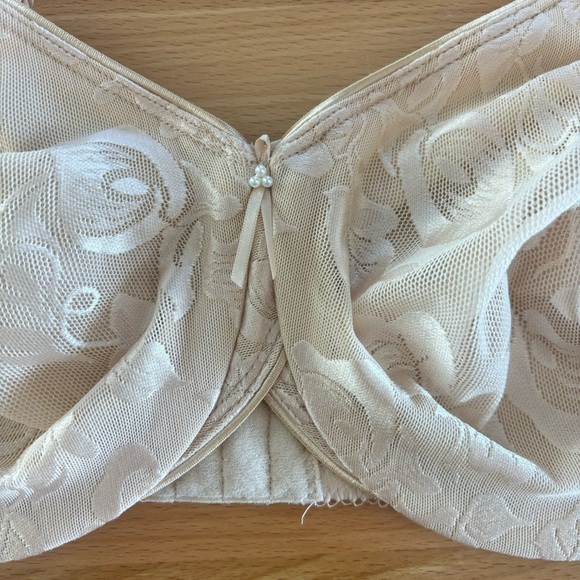 Wacoal size 42DD bra cream nude underwire retro chic full figure coverage - Picture 4 of 9